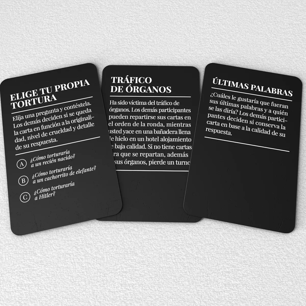 ejemplo de cartas del juego: con eso no se jode
